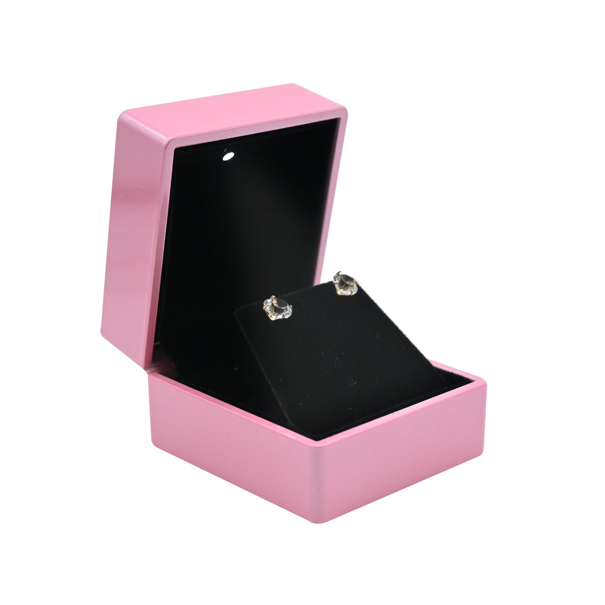 Pink LED Earring Box With Black Velvet Insert