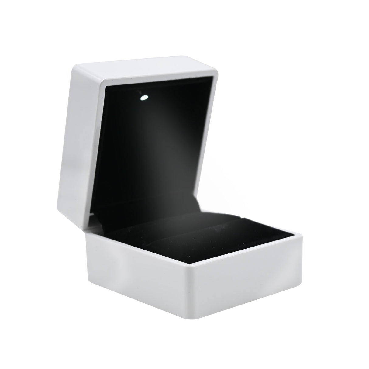 White LED Ring Box With Black Velvet Insert