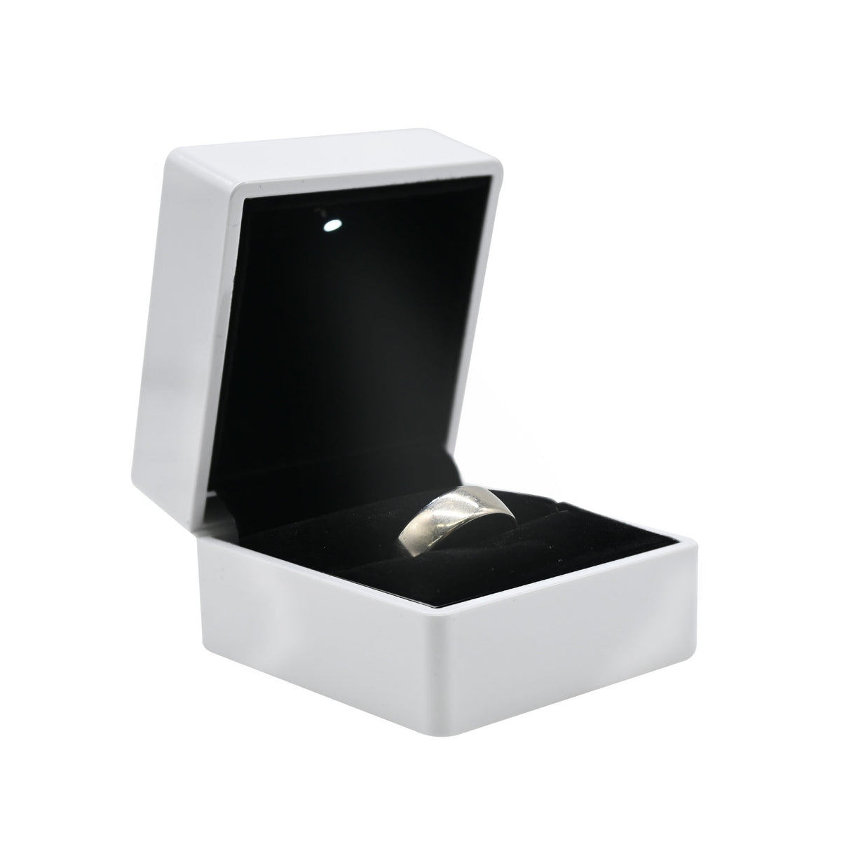 White LED Ring Box With Black Velvet Insert