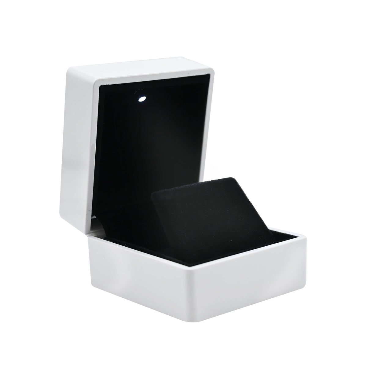 White LED Earring Box With Black Velvet Insert