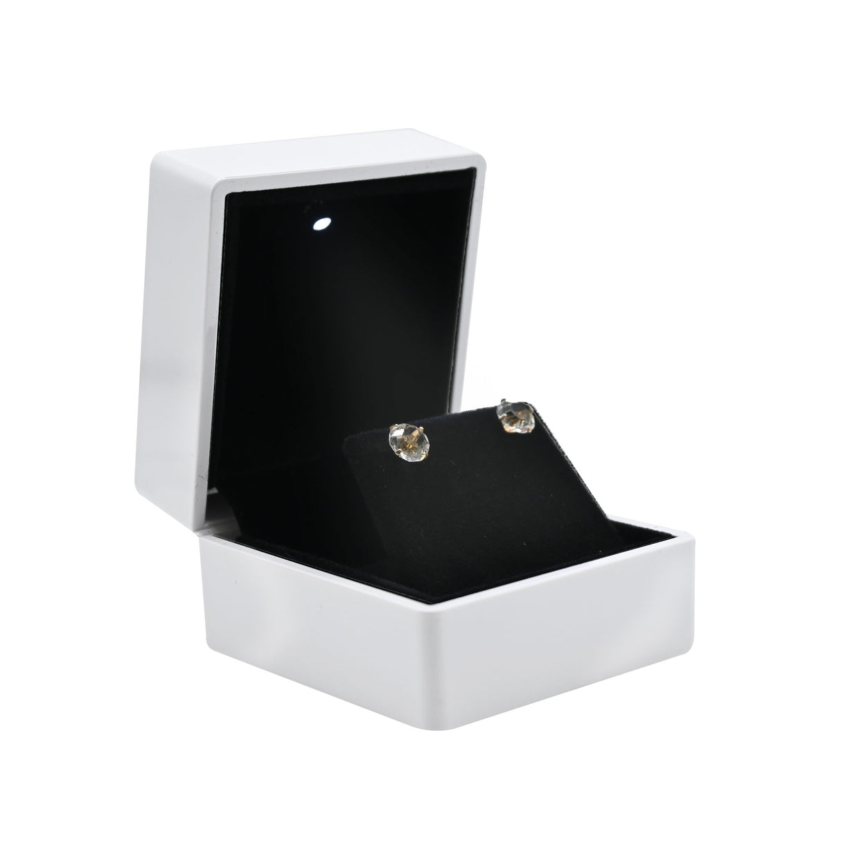 White LED Earring Box With Black Velvet Insert