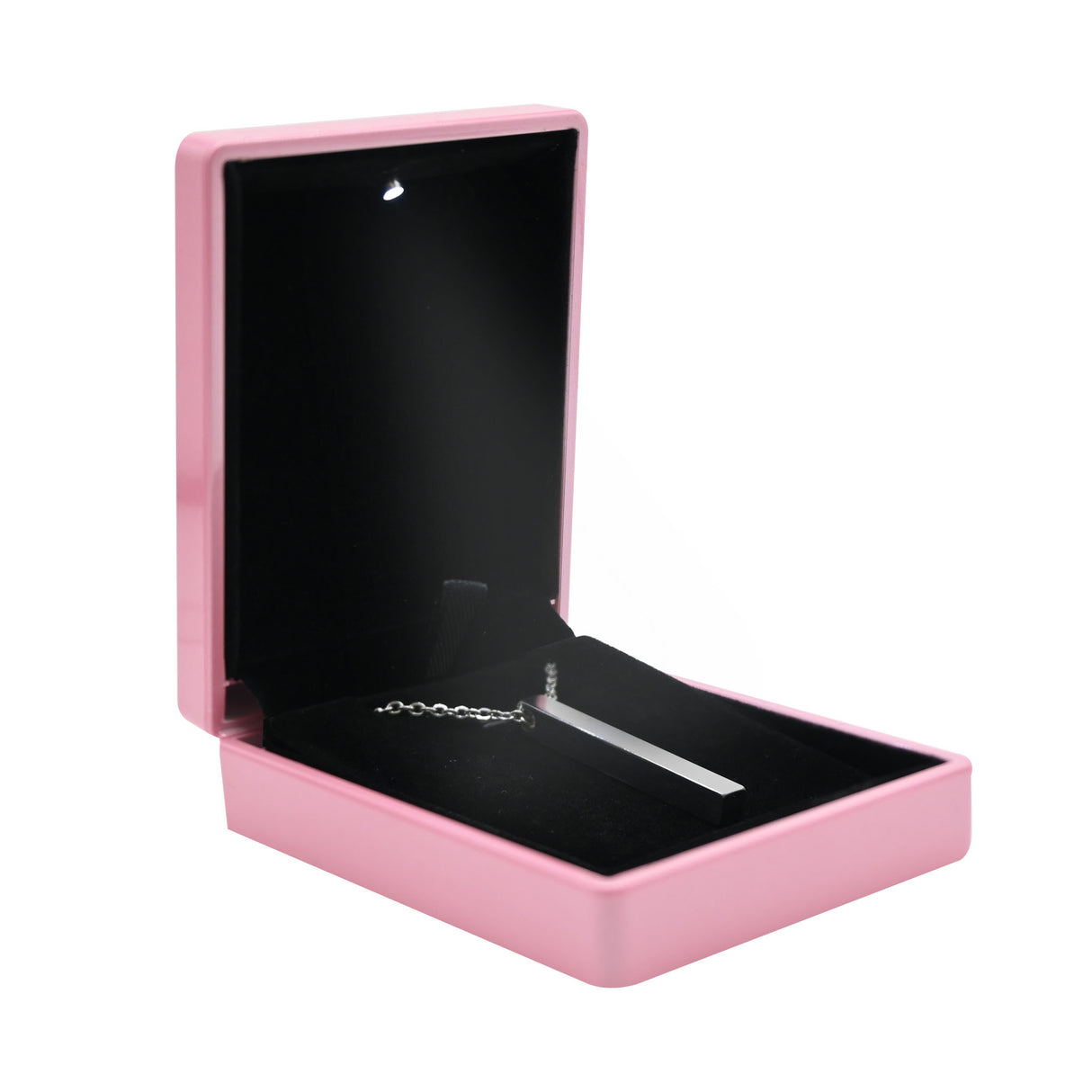 Pink LED Pendant Box With Black Velvet Insert