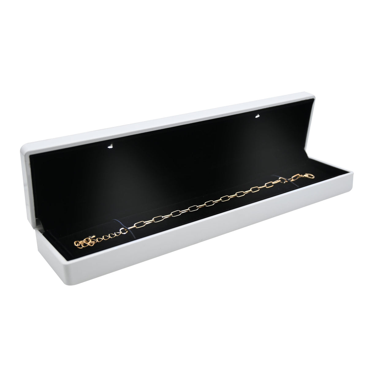 White LED Bracelet Box With Black Velvet Insert