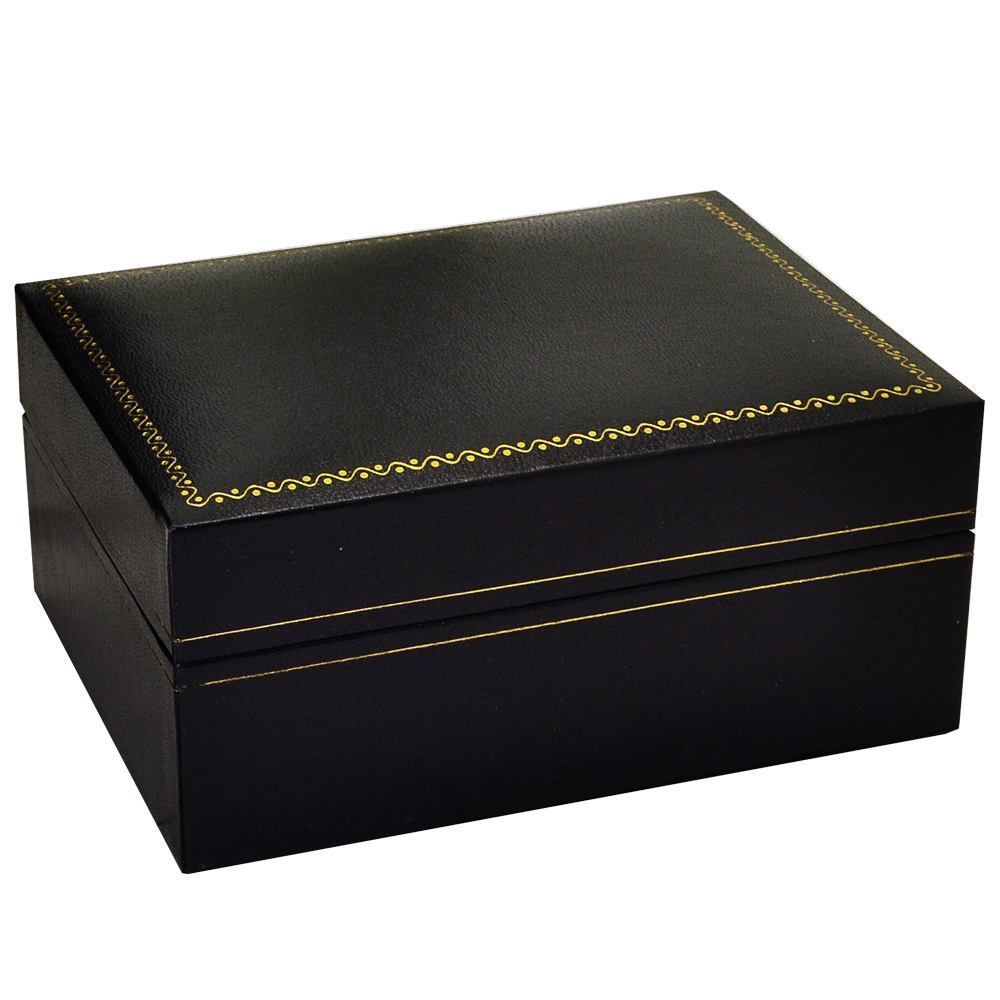 Black Leatherette and White Insert Bracelet / Watch Pillow Boxes
