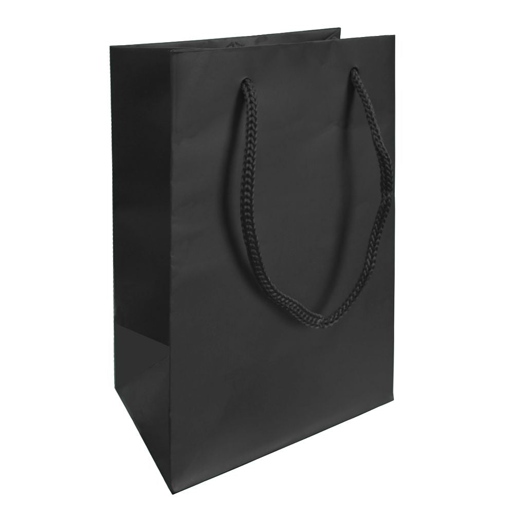 Black Tote Gift Shopping Bags, 4-3/4" x 3" x 6-3/4" 