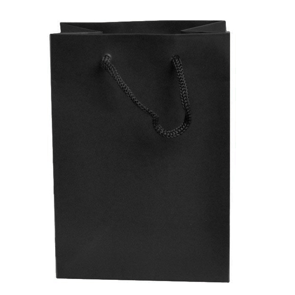 Black Tote Gift Shopping Bags, 4-3/4" x 3" x 6-3/4" 