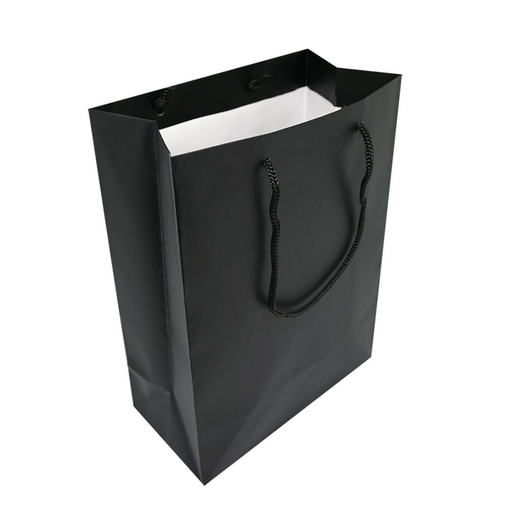 Black Tote Gift Shopping Bags, 4-3/4" x 3" x 6-3/4" 