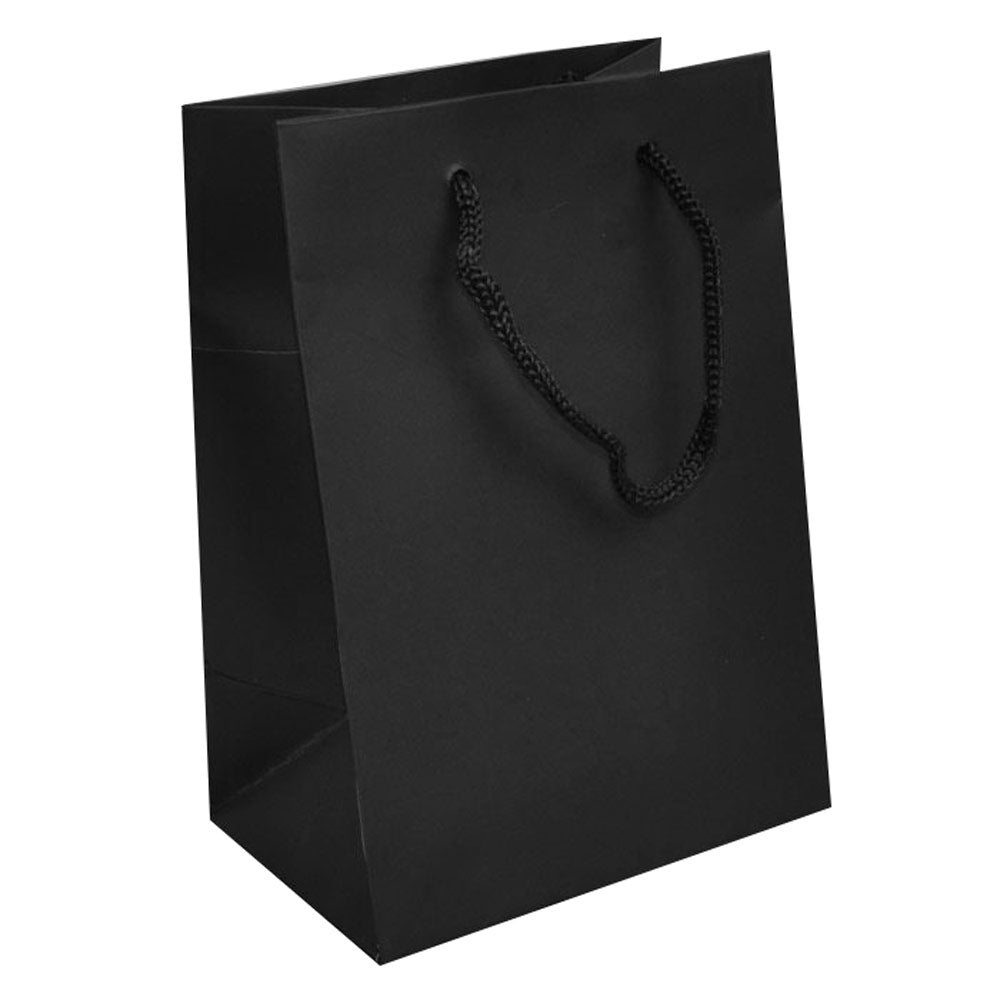 Black Tote Gift Shopping Bags, 4-3/4" x 3" x 6-3/4" 
