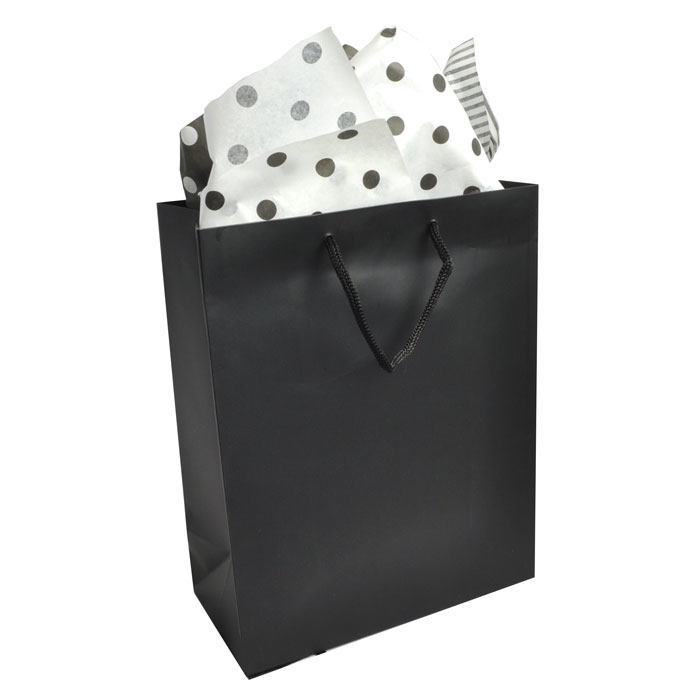 Black Tote Gift Shopping Bags, 8" x 4" x 10"