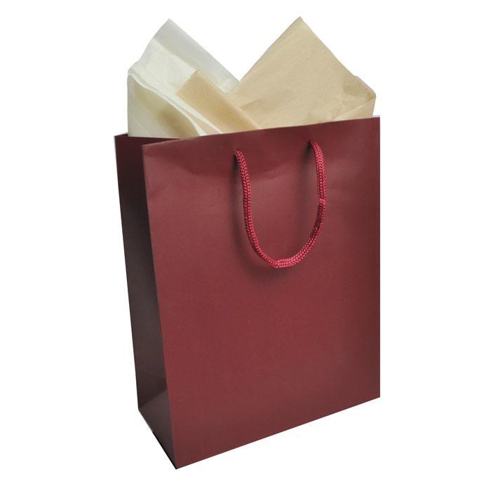 Burgundy Tote Gift Shopping Bags, 8" x 4" x 10"