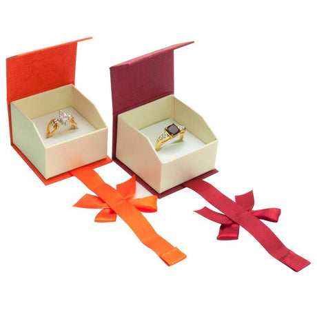 Multi-Color Magnetic Ribbon Jewelry Ring Boxes 
