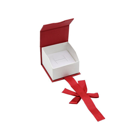 Red and White Magnetic Ribbon Jewelry Ring Gift Boxes