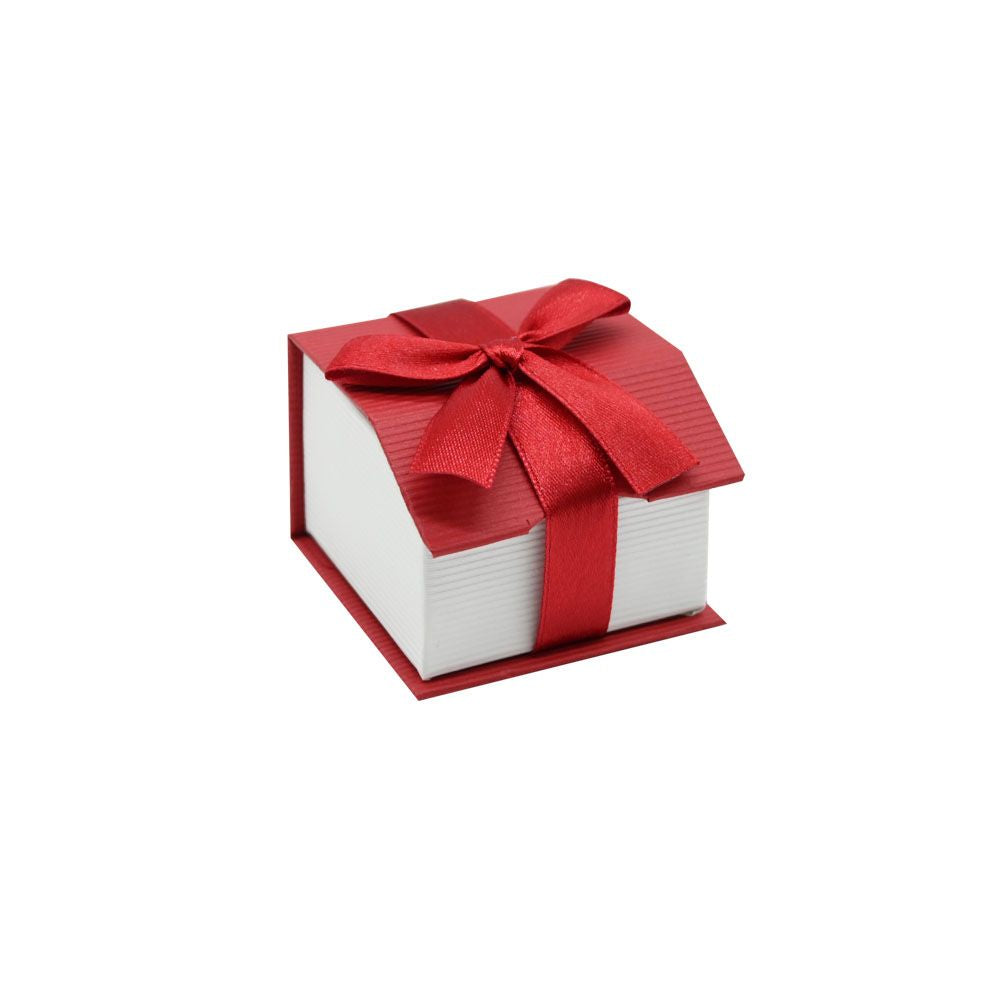 Red and White Magnetic Ribbon Jewelry Ring Gift Boxes