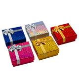 Holographic Mixed Color Jewelry Box with Silver & Gold Bow – Earring & Pendant Box