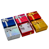 Holographic Mixed Color Jewelry Box with Silver & Gold Bow – Earring & Pendant Box