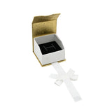 Gold and White Magnetic Ribbon Jewelry Ring Boxes