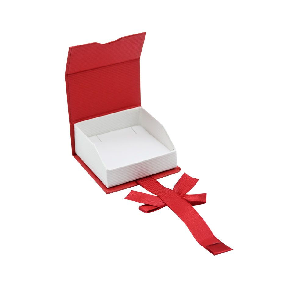 Red and White Magnetic Ribbon Jewelry Earring or Pendant Gift Boxes