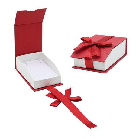 Red and White Magnetic Ribbon Jewelry Pendant Gift Boxes