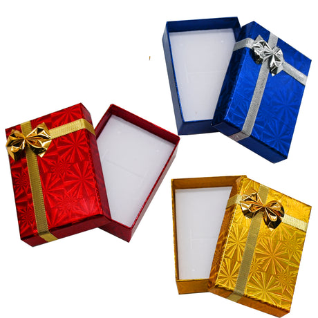Holographic Mixed Color Jewelry Box with Bow – Earring & Pendant Box