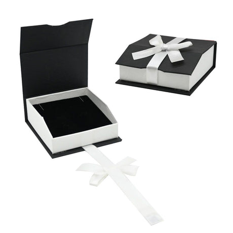 Black and White Magnetic Ribbon Jewelry Pendant Boxes