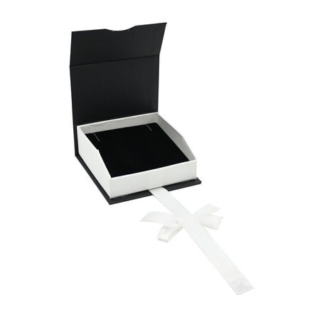Black and White Magnetic Ribbon Jewelry Pendant Boxes