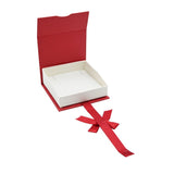 Red and White Magnetic Ribbon Large Jewelry Pendant Gift Boxes
