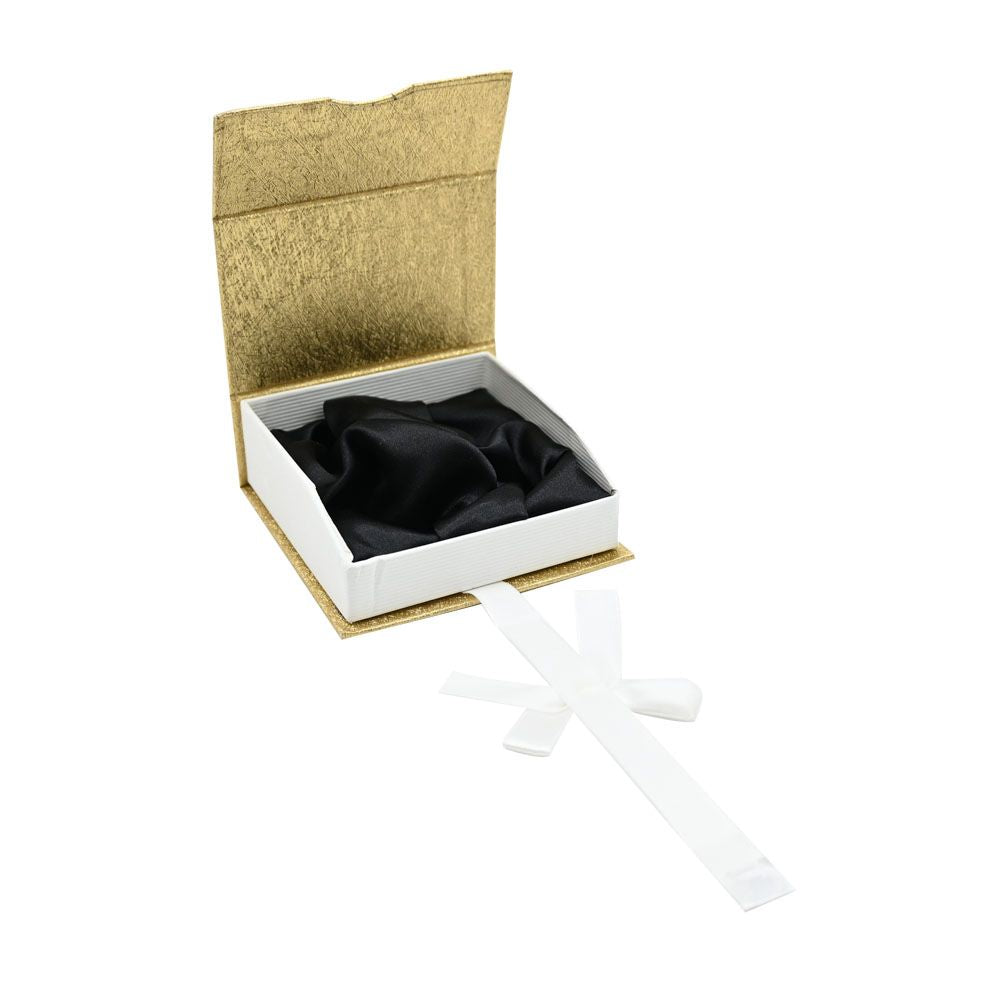 Gold and White Magnetic Ribbon Jewelry Bangle or Watch Boxes