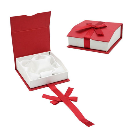 Red and White Magnetic Ribbon Jewelry Bangle or Watch Gift Boxes