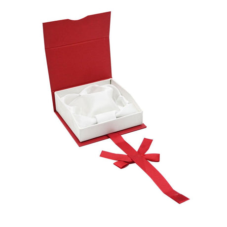 Red and White Magnetic Ribbon Jewelry Bangle or Watch Gift Boxes