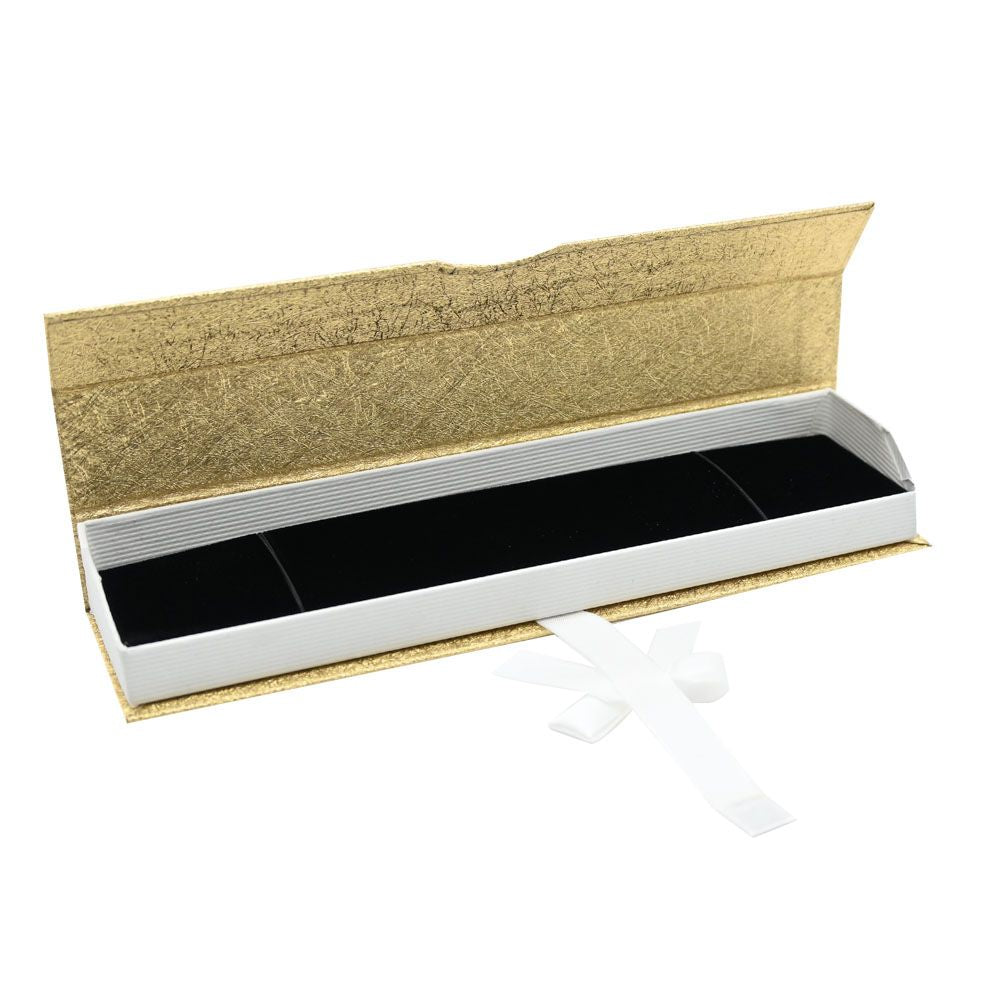 Gold and White Magnetic Ribbon Jewelry Bracelet Packaging 