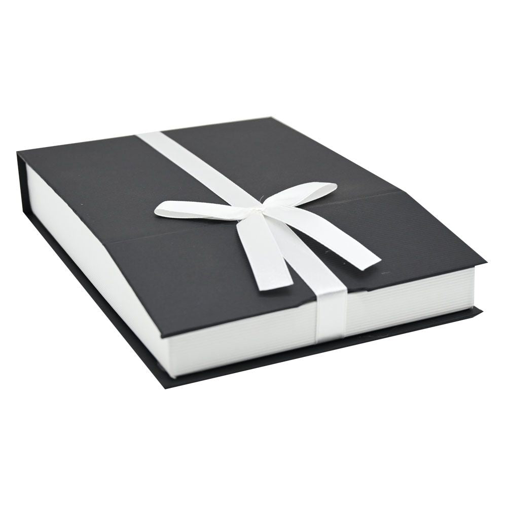Black and White Magnetic Ribbon Jewelry Necklace or Chain Boxes