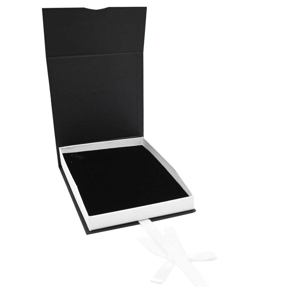 Black and White Magnetic Ribbon Jewelry Necklace or Chain Boxes