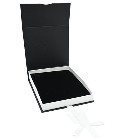 Black and White Magnetic Ribbon Jewelry Necklace or Chain Boxes