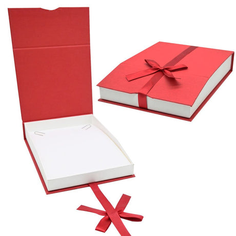 Red and White Magnetic Ribbon Jewelry Necklace Gift Boxes