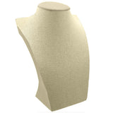 Beige Linen Curved Jewelry Necklace and Chain Display Bust, 9-1/2" Tall