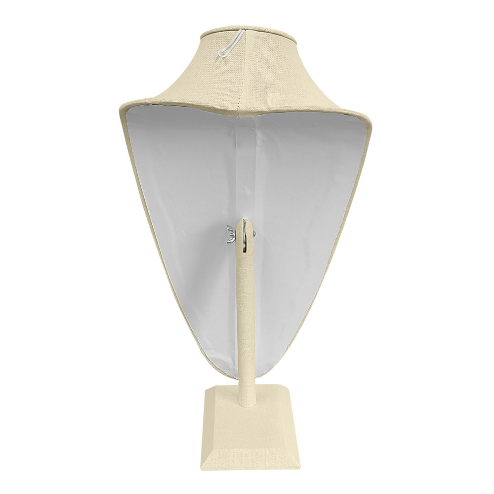 Beige Linen Jewelry Necklace Display, 18-1/2" Tall