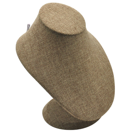 Brown Burlap Jewelry Necklace Display Bust, 7-1/2" Tall