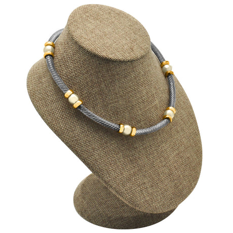 Brown Burlap Jewelry Necklace Display Bust, 7-1/2" Tall