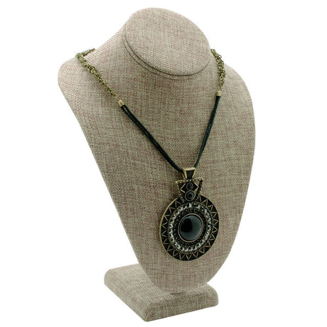 Brown Burlap Jewelry Necklace Display Bust, 11" Tall