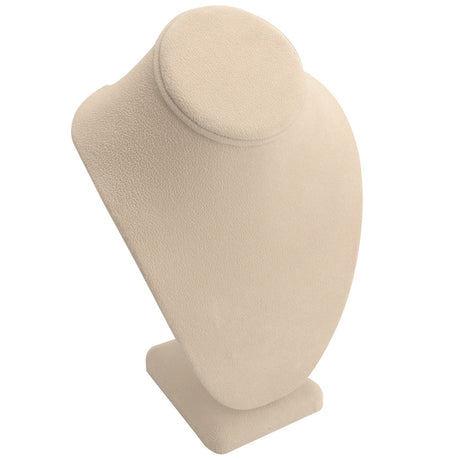 Beige Faux Suede Jewelry Necklace Display Bust, 10" Tall