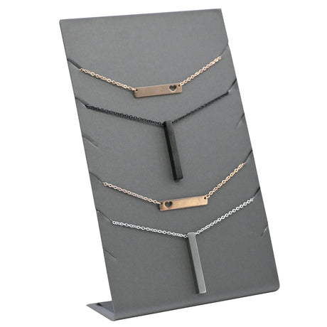 Steel Grey Leatherette Jewelry Necklace / Pendant Display Stand - Holds 6 Pieces