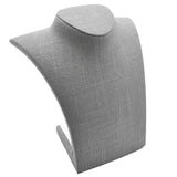 Grey Linen Curved Jewelry Necklace Bust, 9" Tall