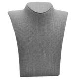 Grey Linen Curved Jewelry Necklace Bust, 9" Tall