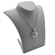 Grey Linen Curved Jewelry Necklace Bust, 9" Tall