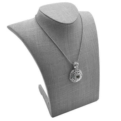 Grey Linen Curved Jewelry Necklace Bust, 9" Tall