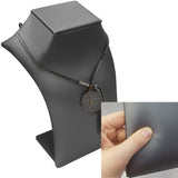 Steel Grey Leatherette Squared Neck Form Jewelry Necklace Display, 7-1/4" Tall