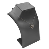 Steel Grey Leatherette Squared Neck Form Jewelry Necklace Display, 7-1/4" Tall
