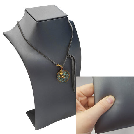 Steel Grey Leatherette Square Neck Form Jewelry Necklace Display Bust, 10-1/2" Tall