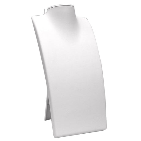 White Leatherette Fold-able Jewelry Necklace Display Stand, 13-1/2" Tall