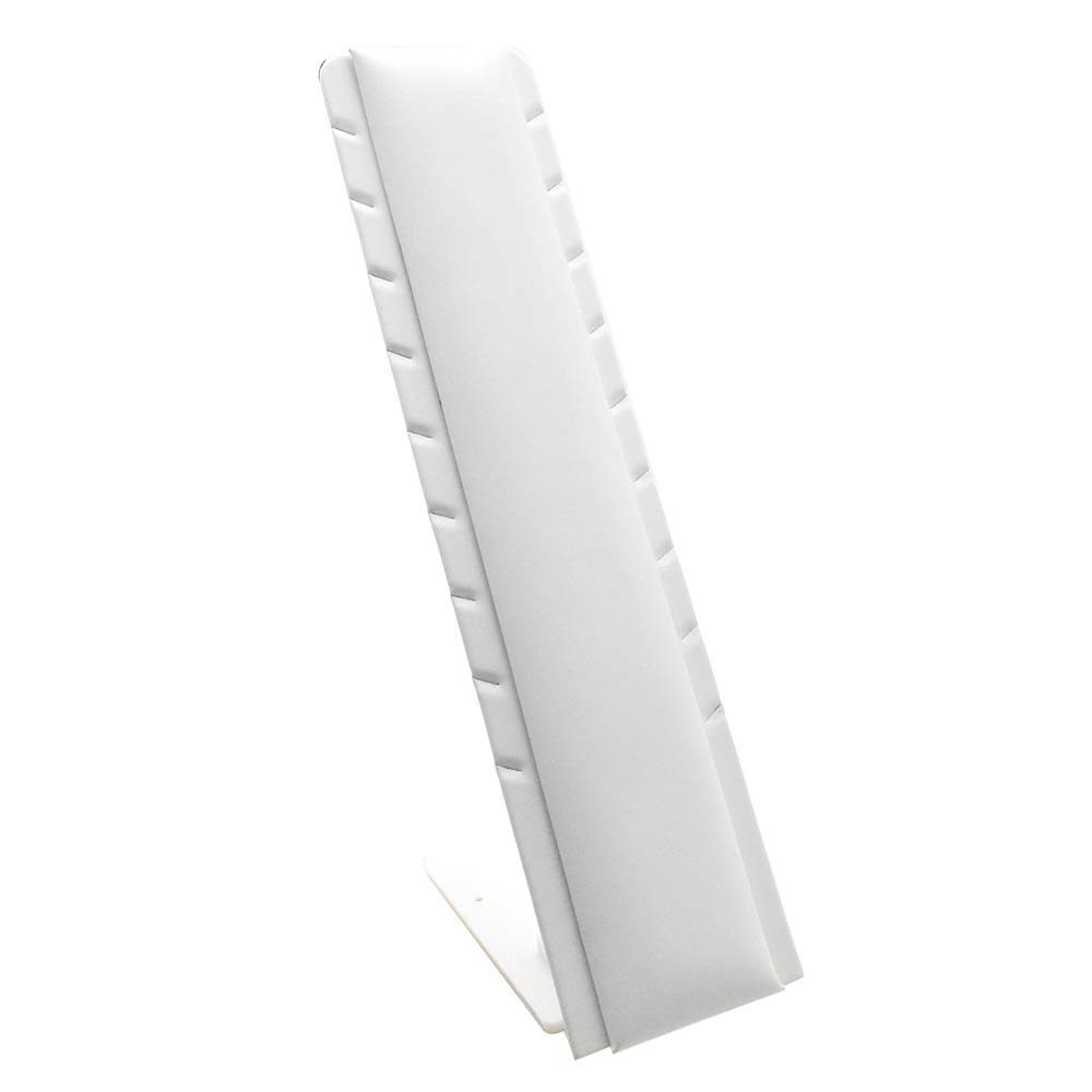 White Leatherette Adjustable Jewelry Pendant Display Stand, Holds 9 Pendants